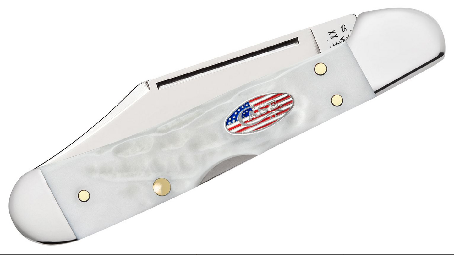 White Synthetic Rough Jig Mini CopperLock Case Knife