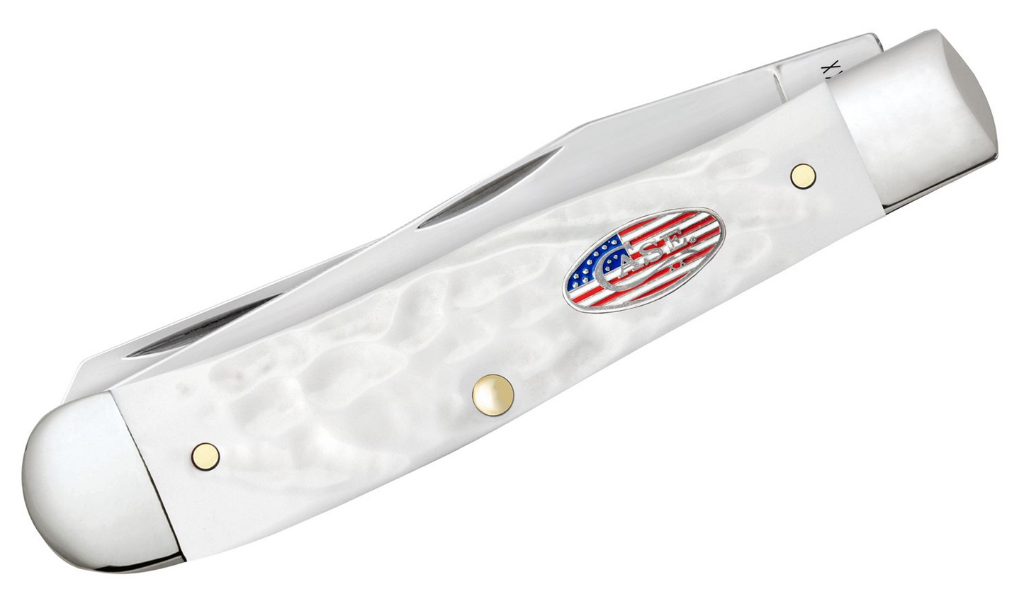 Rough Jigged White Synthetic Trapper Case Pocket Knife