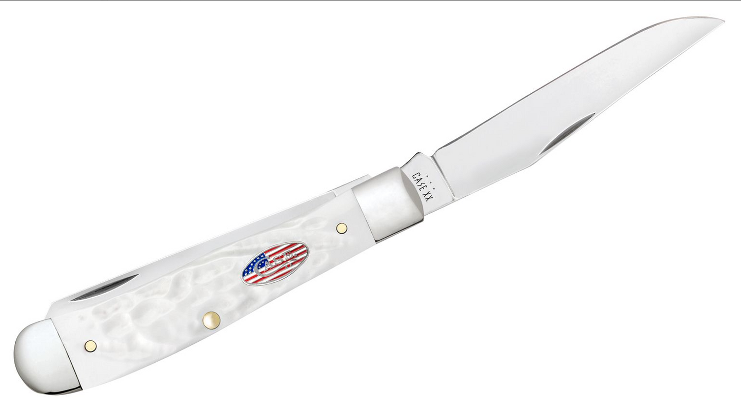 Rough Jigged White Synthetic Trapper Case Pocket Knife