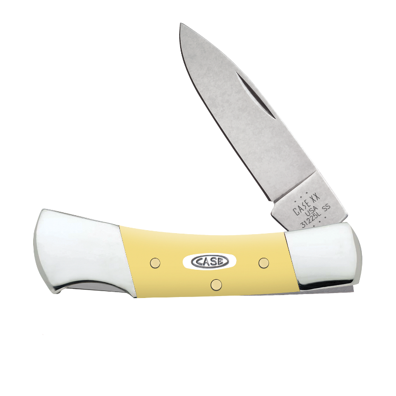 Yellow Smooth Lockback Knife