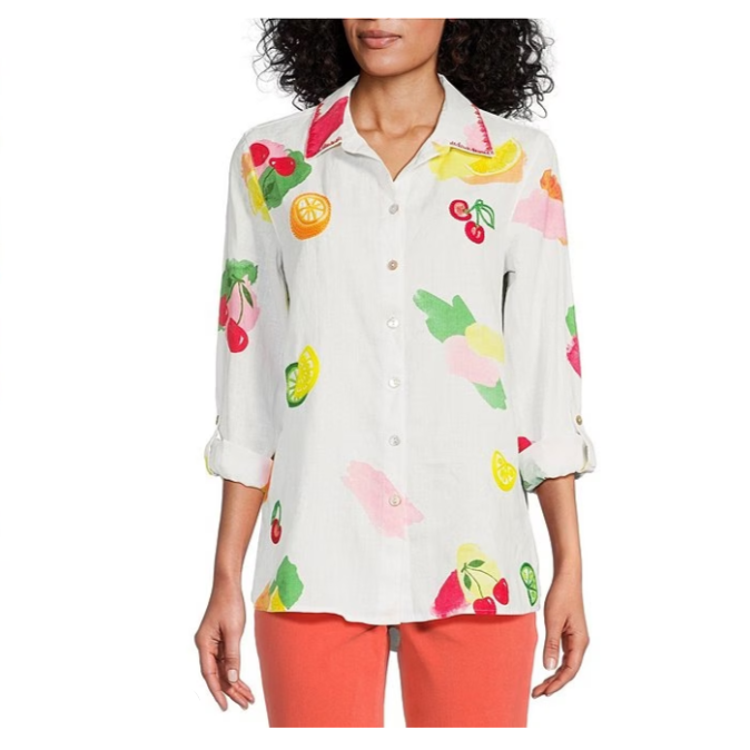 Embroidered Fruit Print Tunic