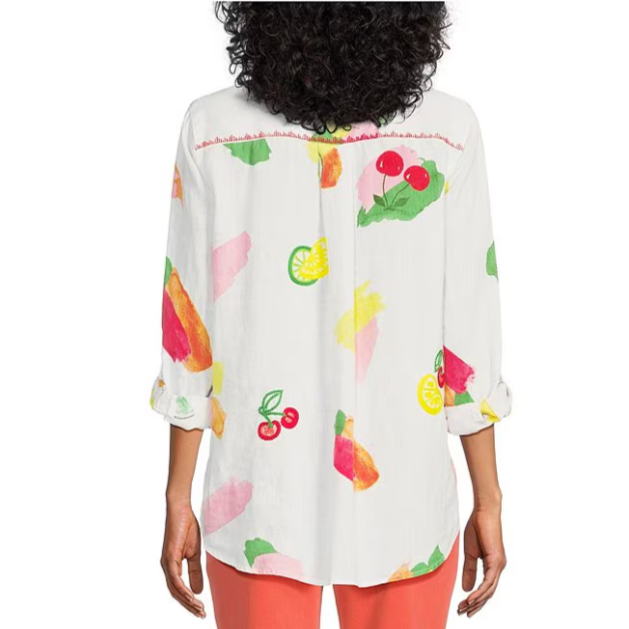 Embroidered Fruit Print Tunic