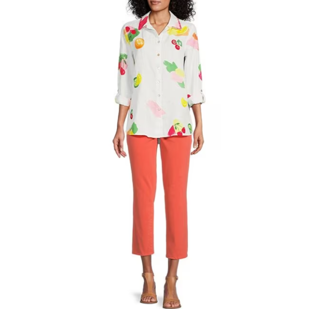 Embroidered Fruit Print Tunic