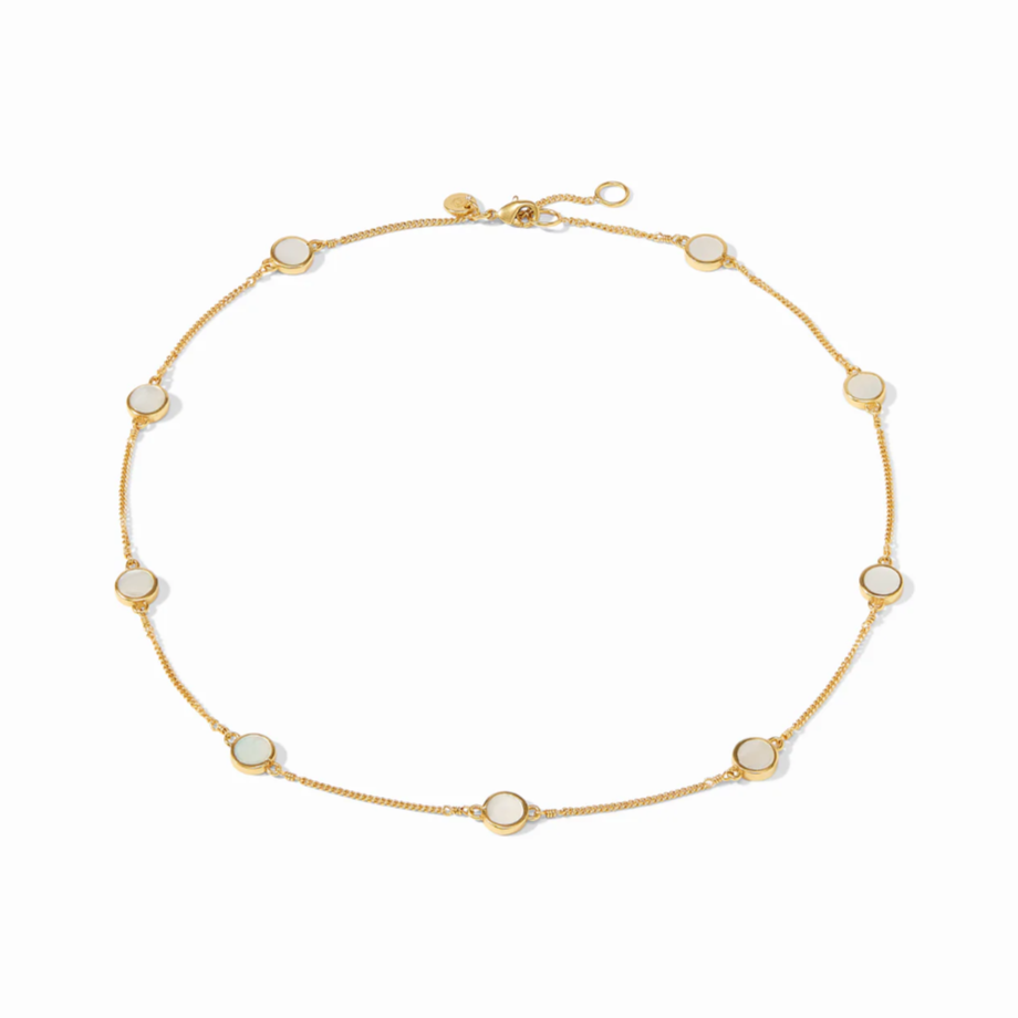 Valencia Delicate Gold & Pearl Station Necklace