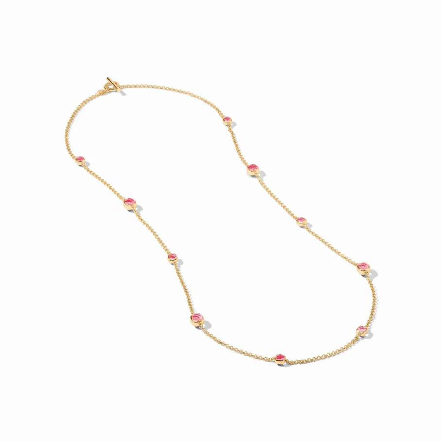 Peony Pink Aquitaine Station Necklace