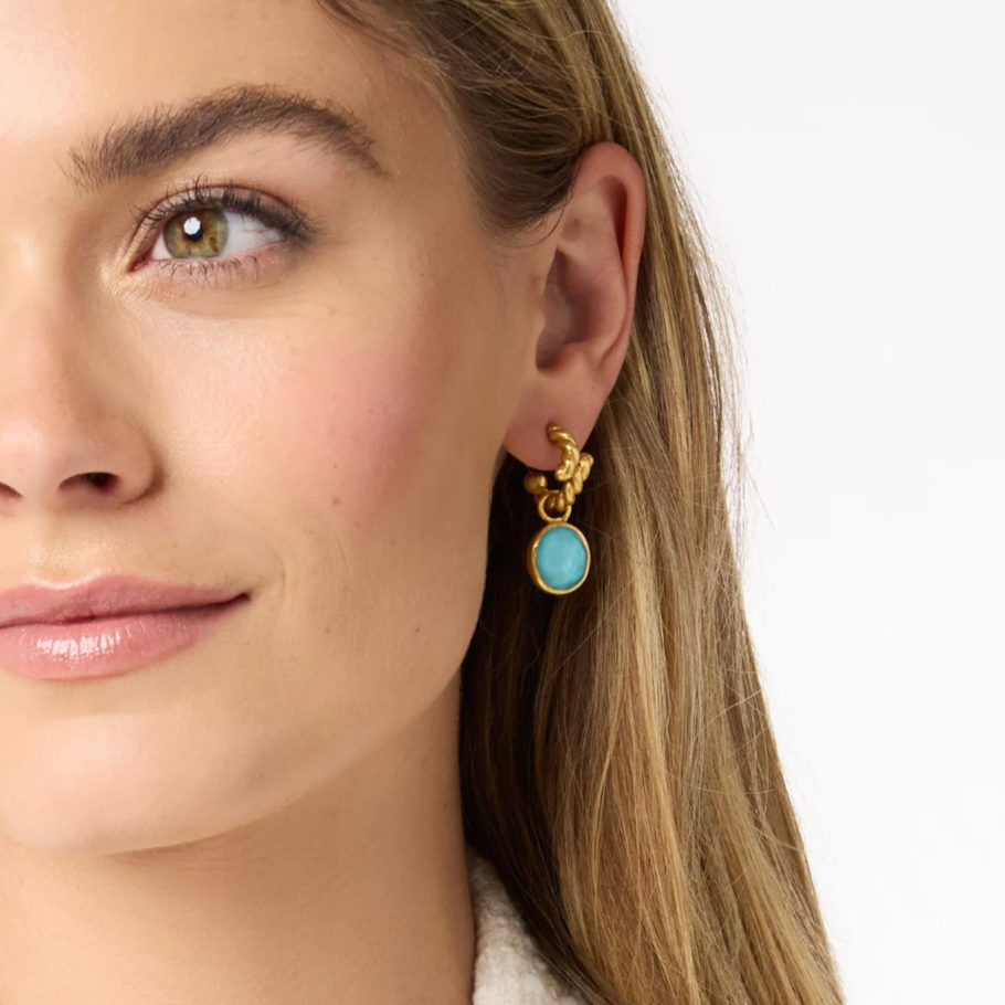 Aquamarine Nassau Hoop & Charm Earrings