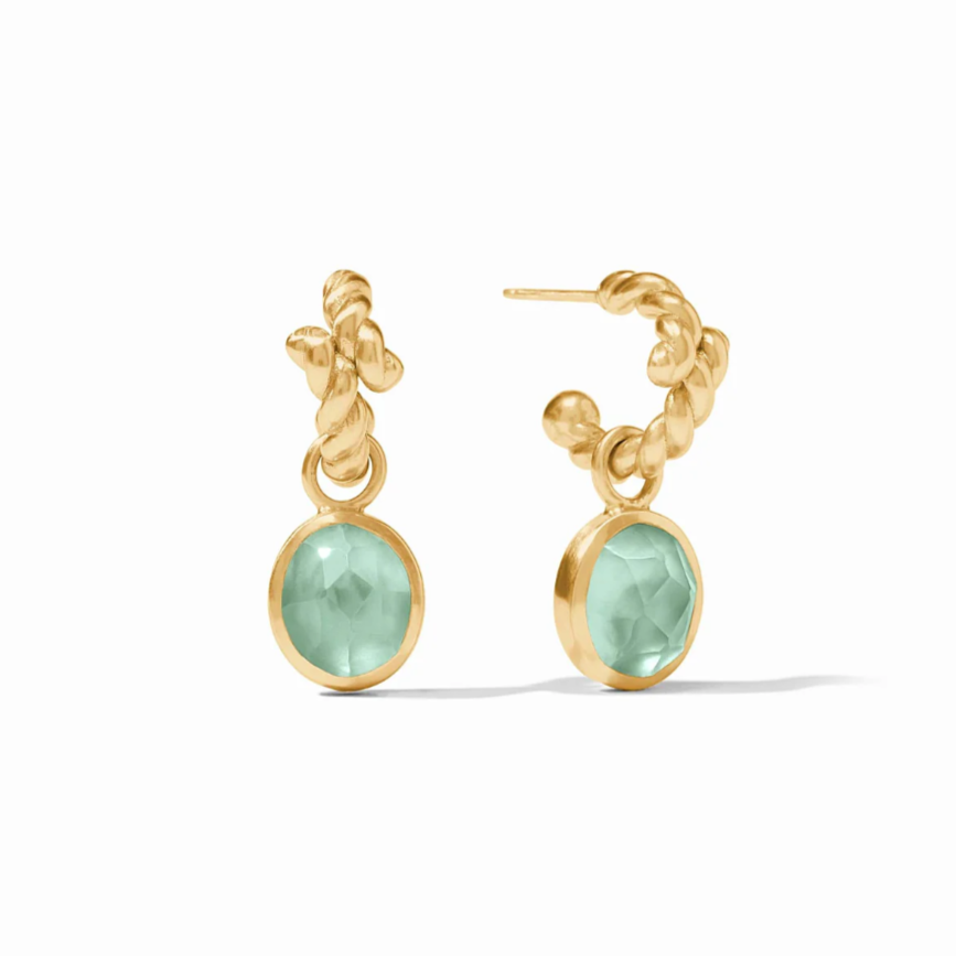 Aquamarine Nassau Hoop & Charm Earrings