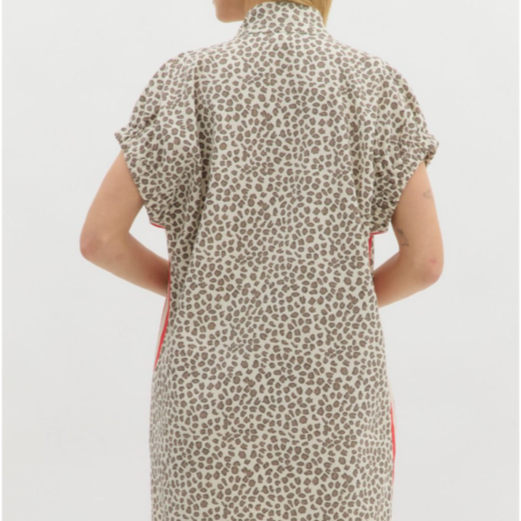 Leopard Print Short Sleeve Pullover Mini Dress
