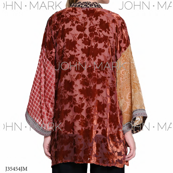Mix Burnout Kimono with Rhinestone Detail
