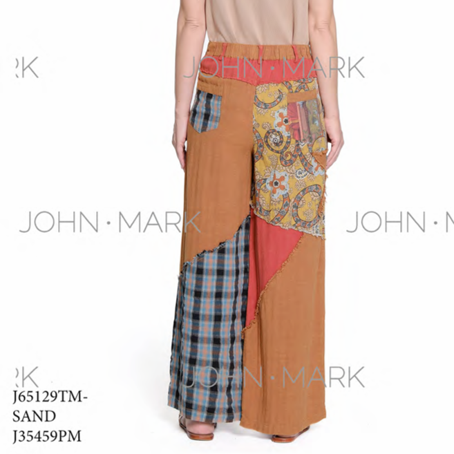 Patched Wide Leg Pant