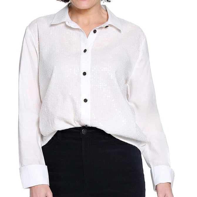 Sequin Front Button Up Top