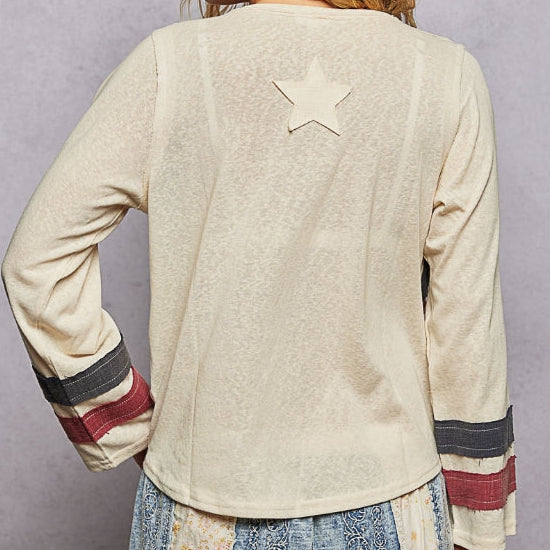 Double Gauze American Flag Patch Top