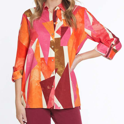 Button Up Print Top
