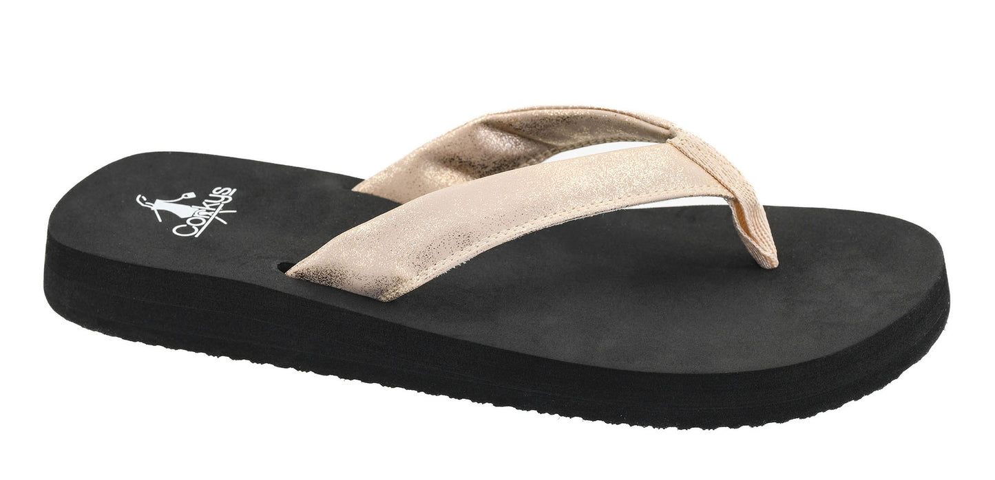 Summer Plans Gold Washed Metallic Flip Flops
