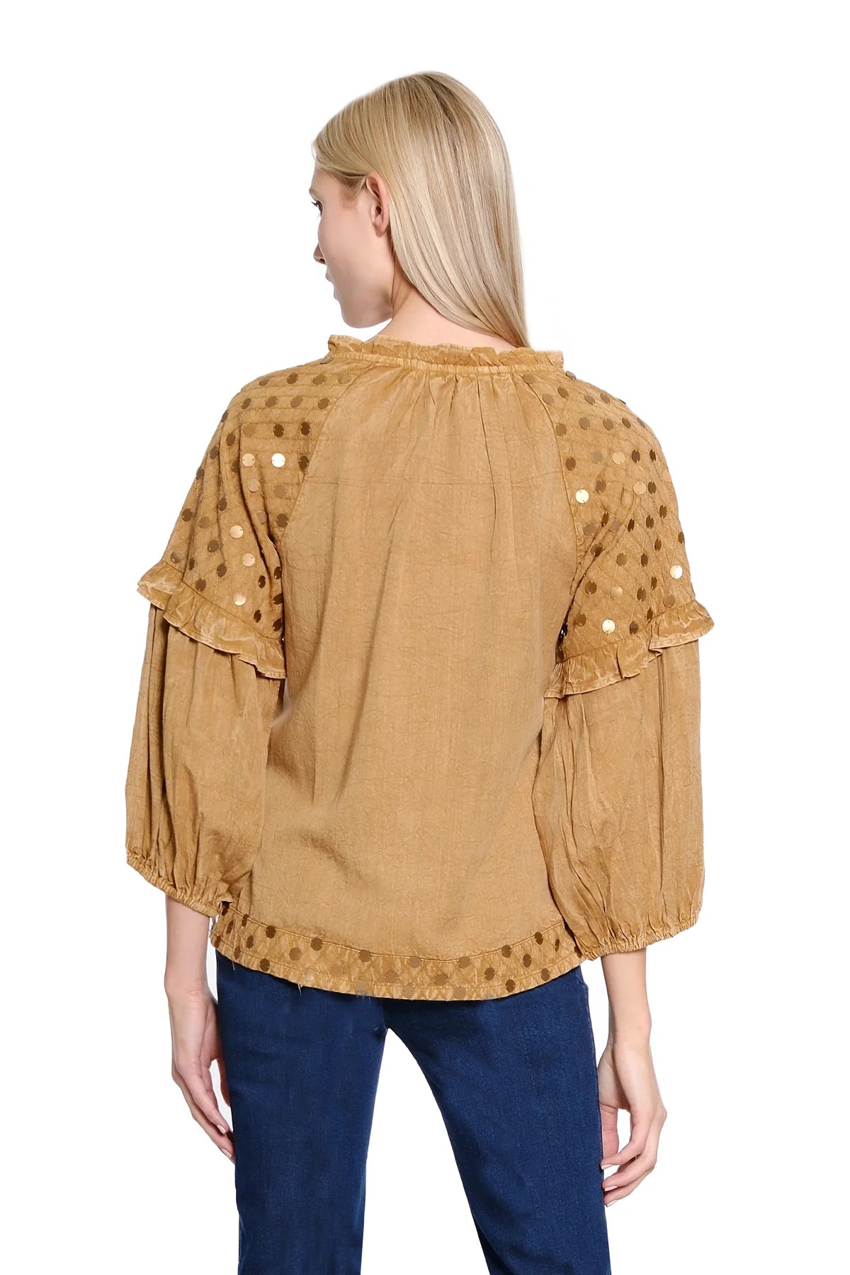 Tie Neck Raglan Sleeve Top