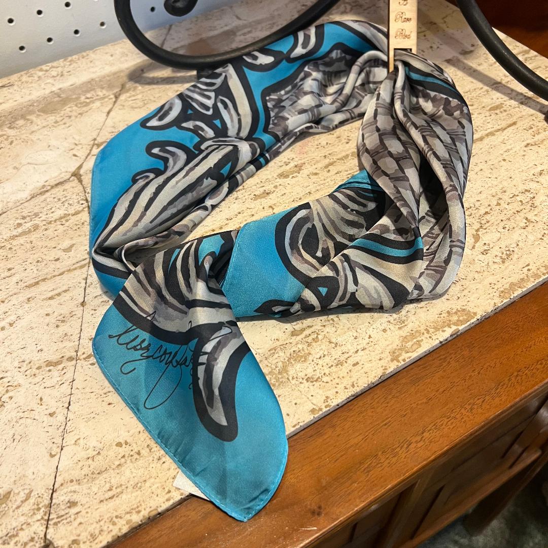 Turquoise Black & Taupe Wild Rag Bandana Scarf