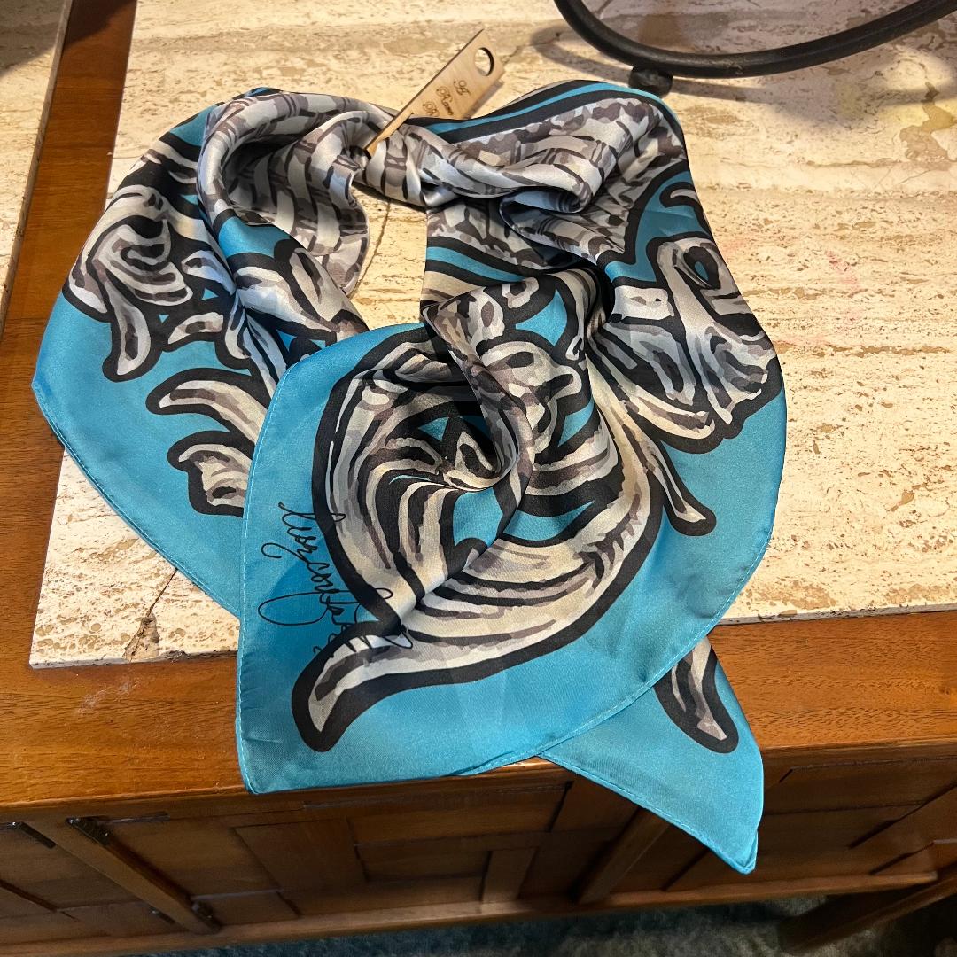 Turquoise Black & Taupe Wild Rag Bandana Scarf