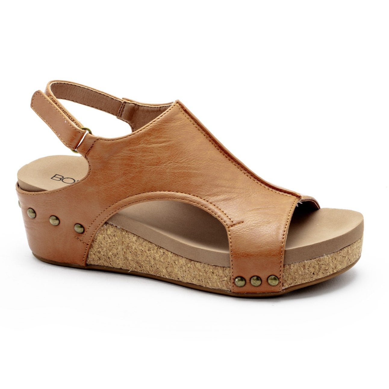 Volta ll Cognac Smooth Platform Wedge/Sandals