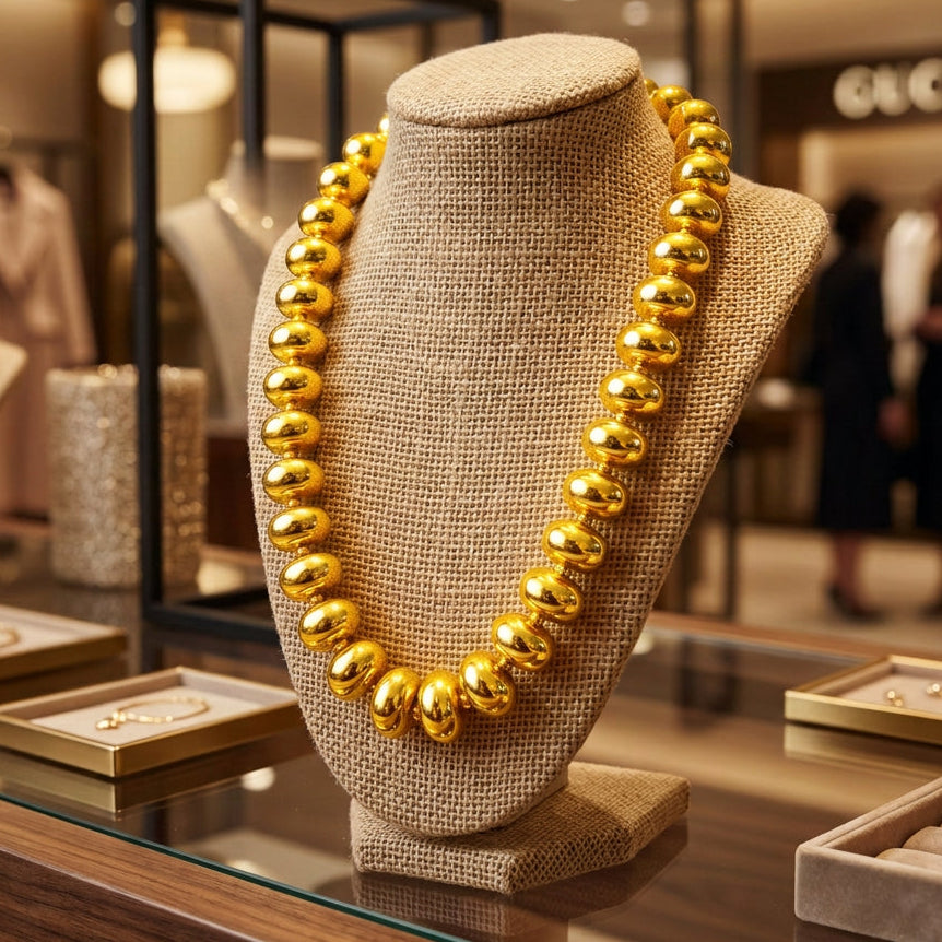 Barlowe Chunky Beaded Necklace- Gold