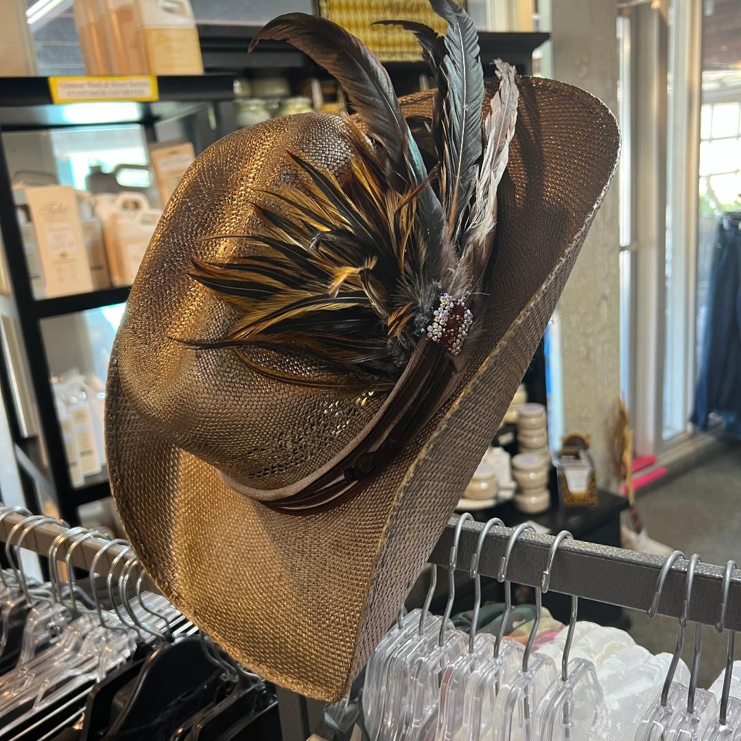 Handcrafted Vintage Gold Feathered Hat Made with 100% Paper