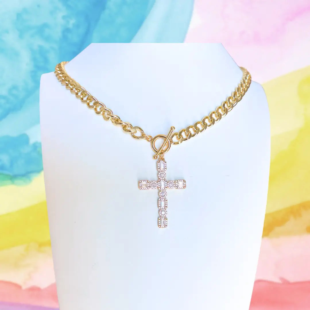 Iris Cross Toggle Necklace