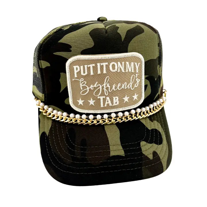 Put it On My Boyfriend's Tab Embroidered Patch Trucker Cap
