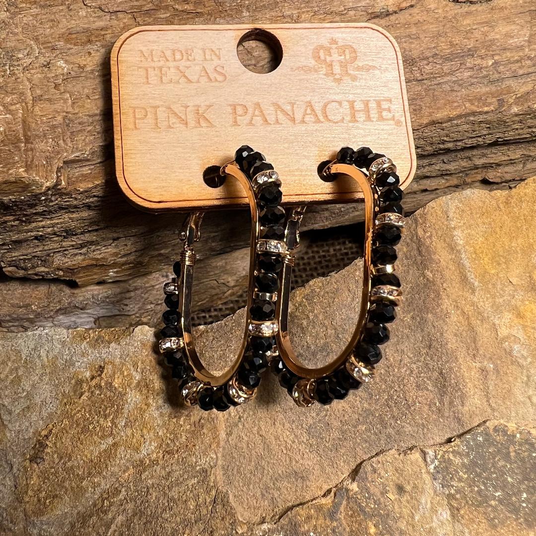 Black & Gold Oblong Hoops