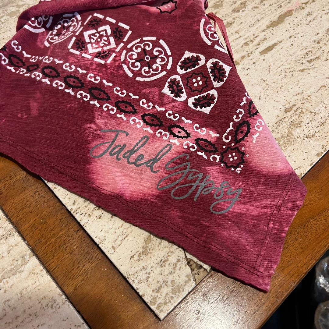 Hand Bleached and Tattered Burgundy Gypsy Rag