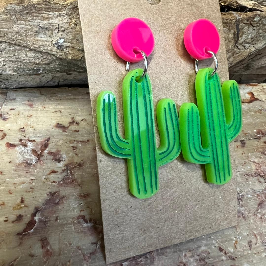 Cactus Acrylic Dangle Earrings