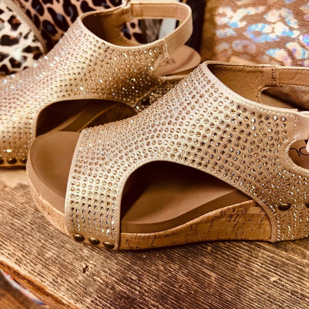 Carley Champagne Crystal Wedge/Sandal