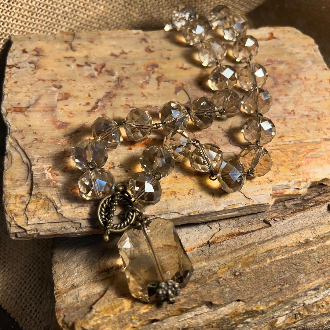 Gorgeous Light Champagne Topaz Crystal Large Bead Necklace