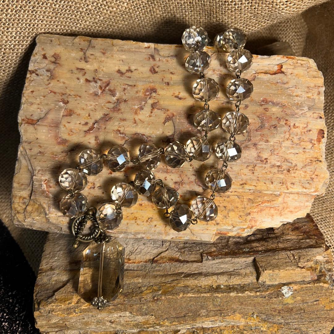 Gorgeous Light Champagne Topaz Crystal Large Bead Necklace