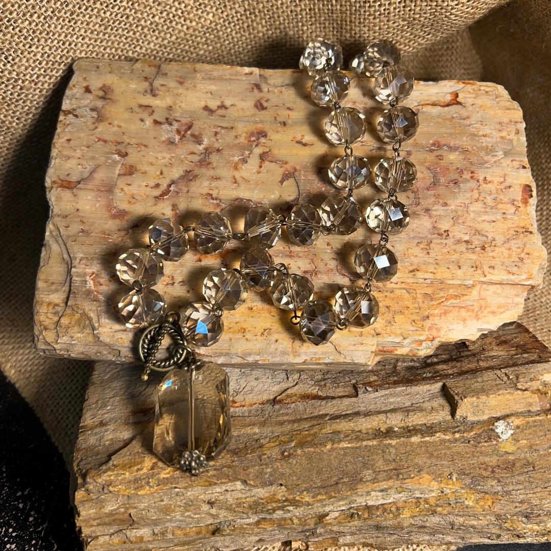 Gorgeous Light Champagne Topaz Crystal Large Bead Necklace