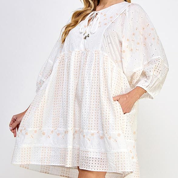 Embroidery Mix Loose Fit Tunic/Dress