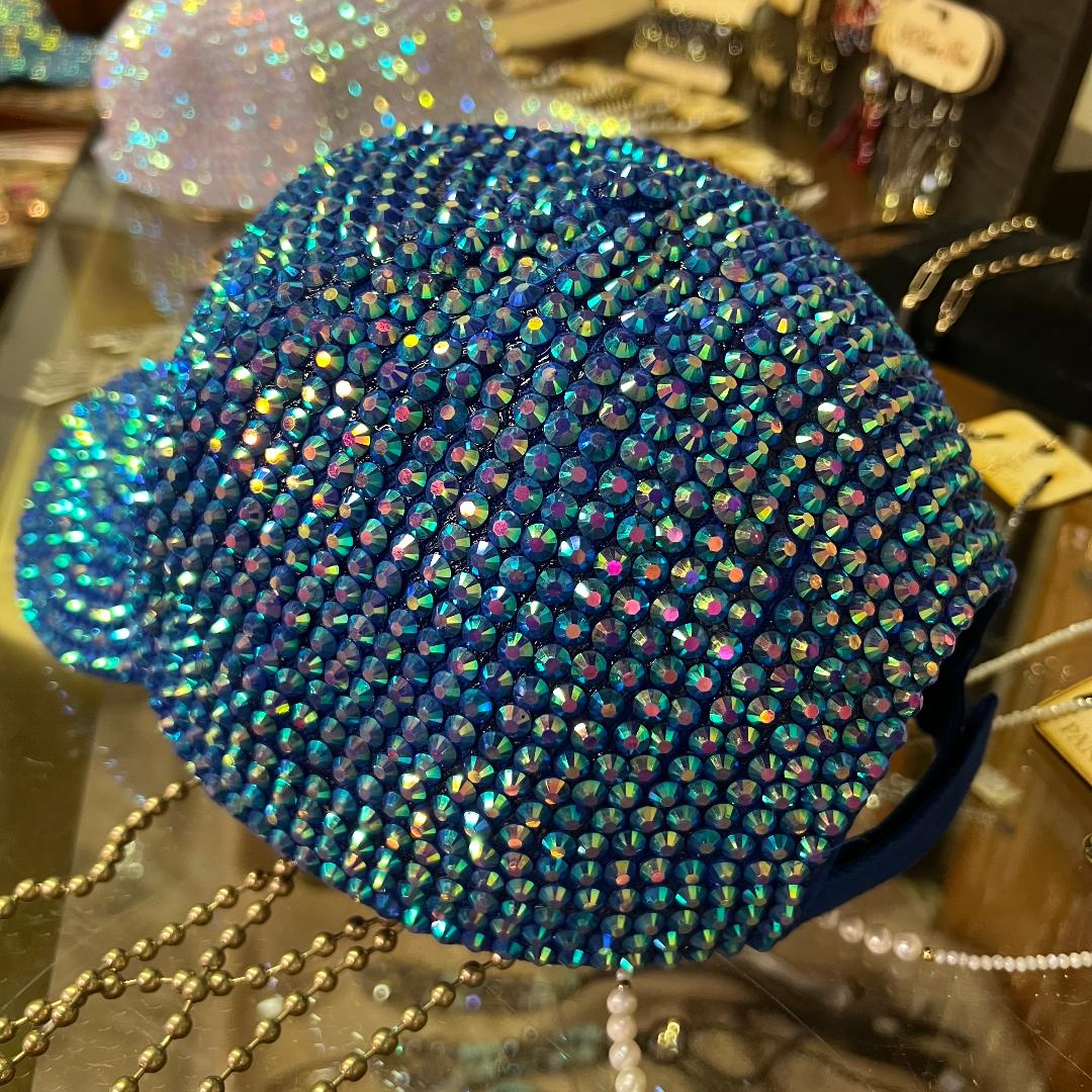 AB Crystals & Rhinestone on Blue Cap