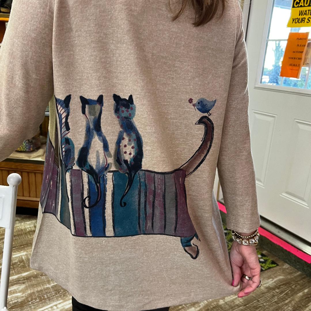 Brushed Adorably Printed Knit Tunic
