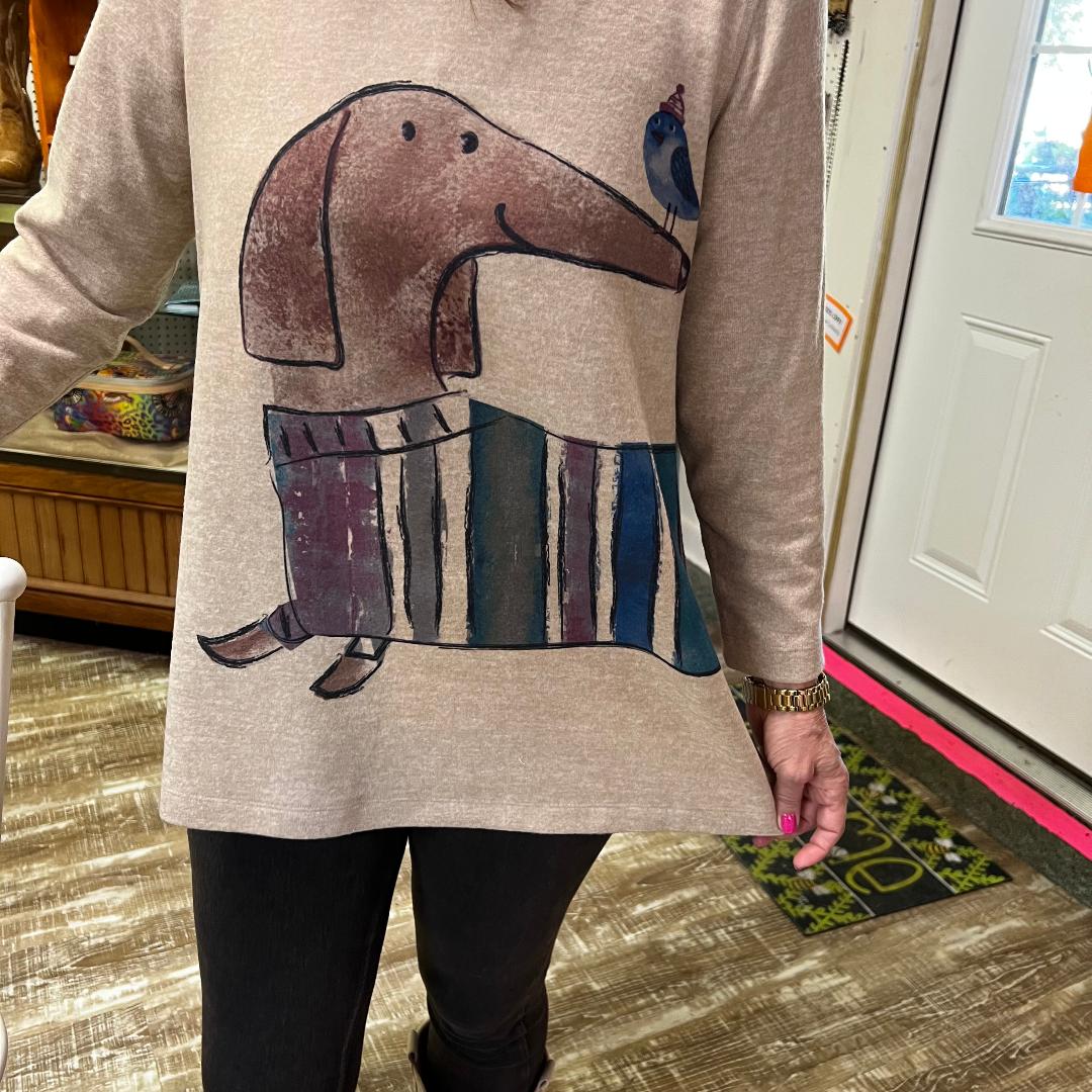 Brushed Adorably Printed Knit Tunic