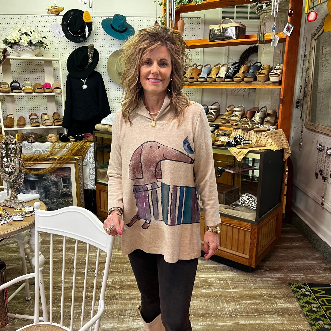 Brushed Adorably Printed Knit Tunic