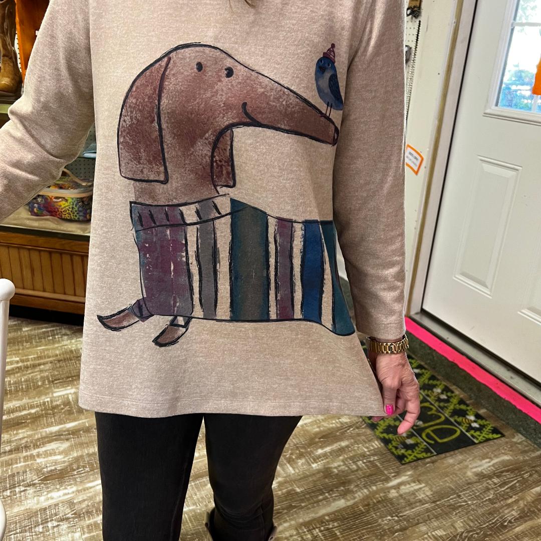 Brushed Adorably Printed Knit Tunic