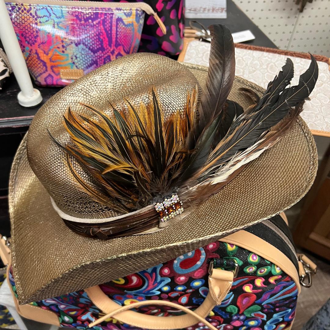 Handcrafted Vintage Gold Feathered Hat Made with 100% Paper