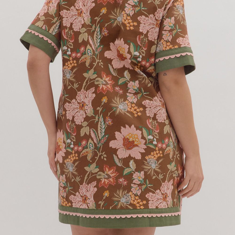 Floral Print Short Shirt Sleeve Mini Dress