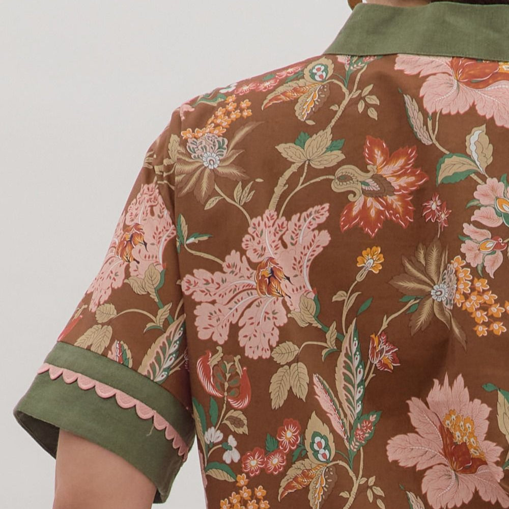 Floral Print Short Shirt Sleeve Mini Dress