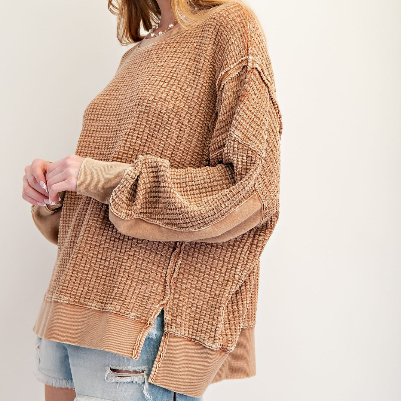 Almond Mineral Washed Thermal Pullover
