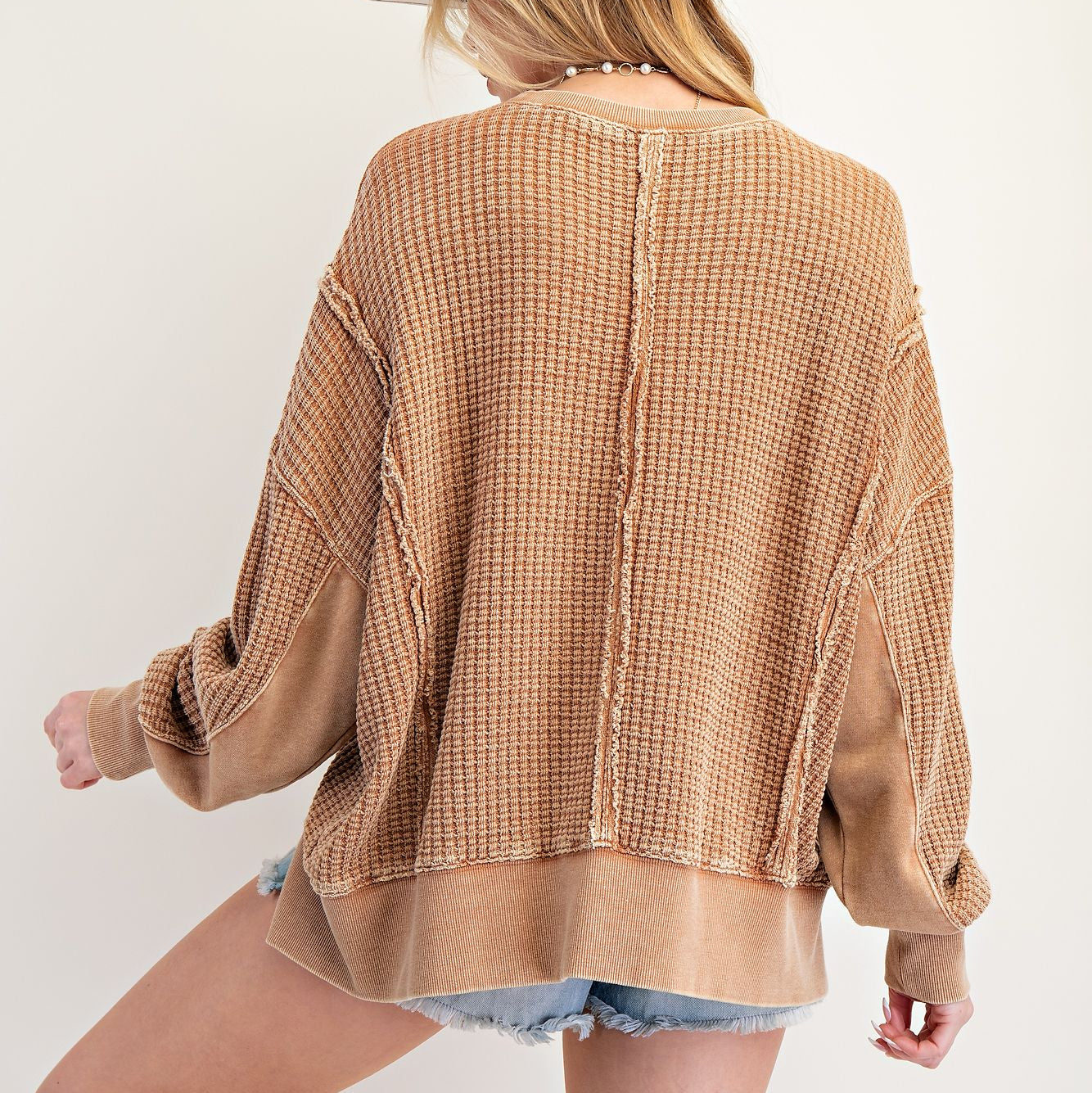 Almond Mineral Washed Thermal Pullover