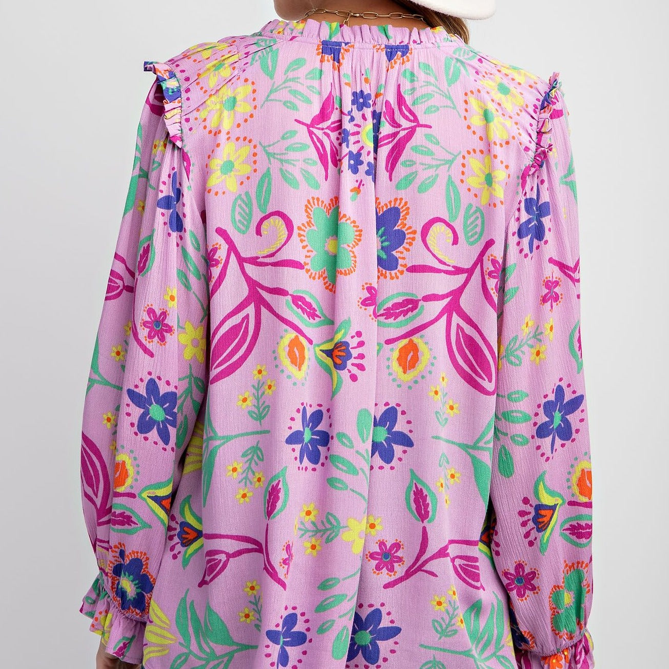 Printed Rayon Gauze Floral Woven Blouse