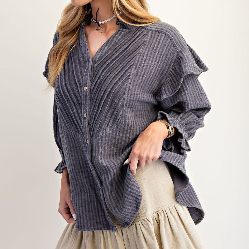 Striped Cotton Gauze Top