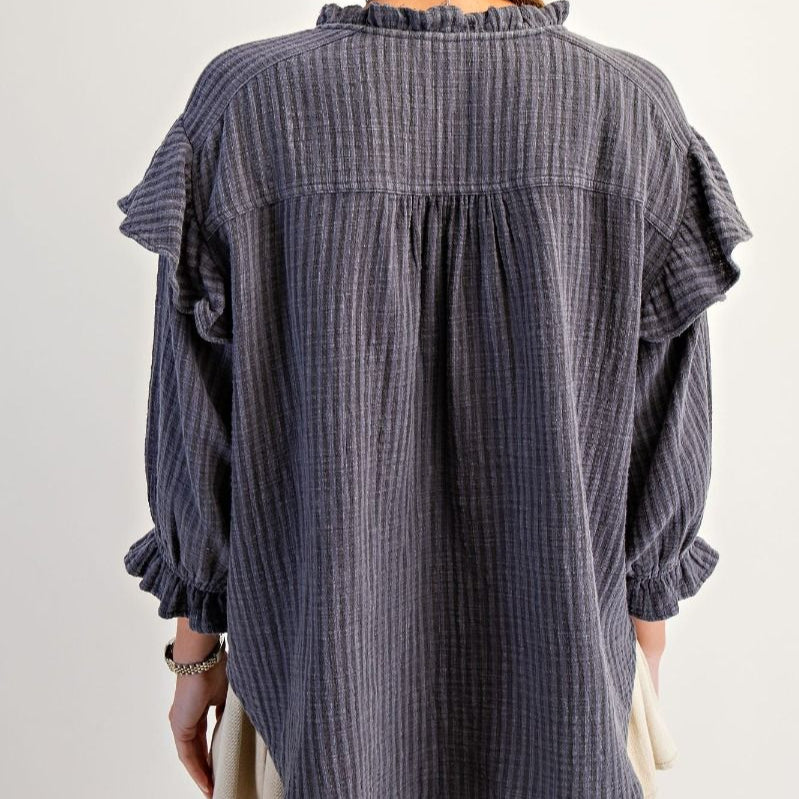 Striped Cotton Gauze Top