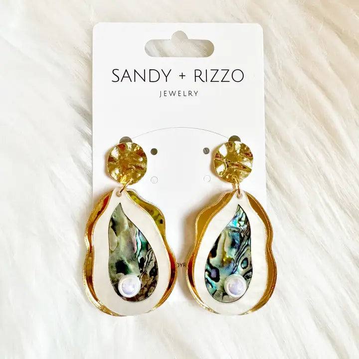 Gold Coastal Acrylic and Abalone Earring