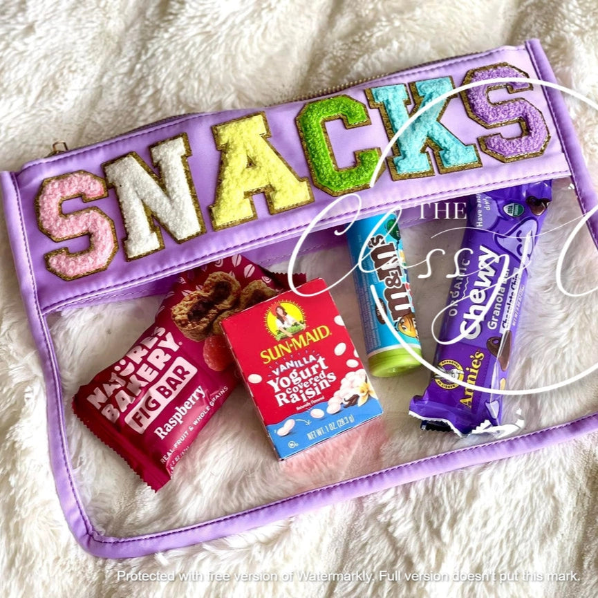 Chenille Letter Clear Pouch - Snacks Bag