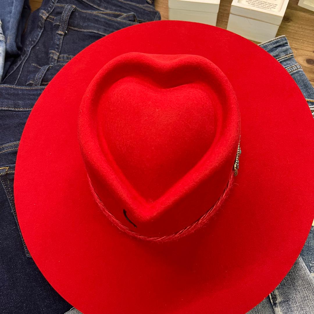 Fling Heart Crown Red Felt Hat